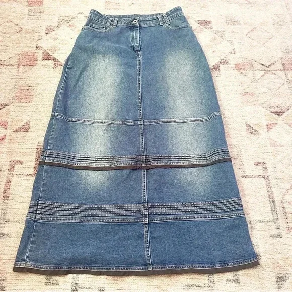 Vintage Y2K denim maxi skirt size 8 - Picture 9 of 14